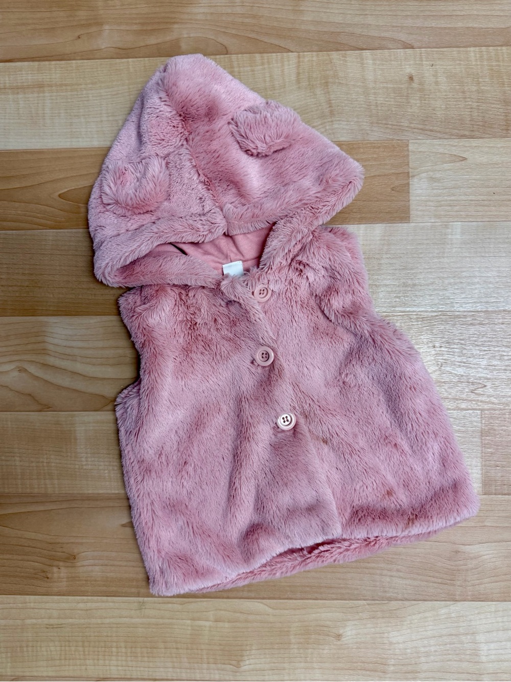 Harper Canyon Soft Pink Plush Hooded Vest with Bear Ears